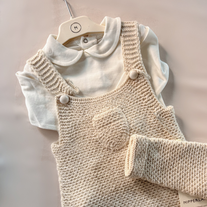 Completini caldi da 3 pezzi in maglia fine per bambini - Beige