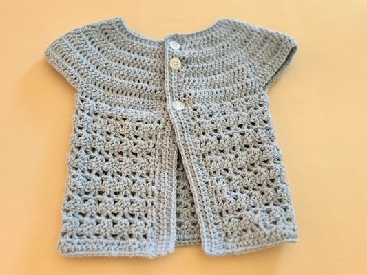 Cardigan per Neonato in 100% Lana - Maniche Corte, Fatto a Mano