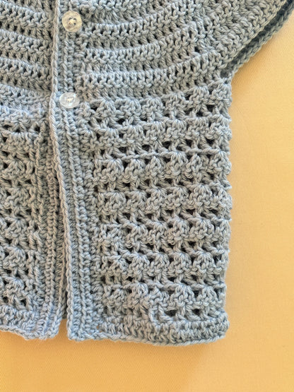 Cardigan per Neonato in 100% Lana - Maniche Corte, Fatto a Mano